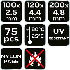 Extreme Black Zip Ties Set  75pcs