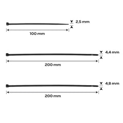 Extreme Black Zip Ties Set  75pcs