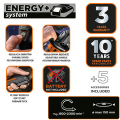 Energy+ M14 Polisher 150mm 800-2300 Brushless