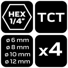Hex Universal Drill Bit Set 6 8 10 12mm