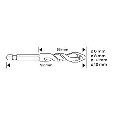 Hex Universal Drill Bit Set 6 8 10 12mm