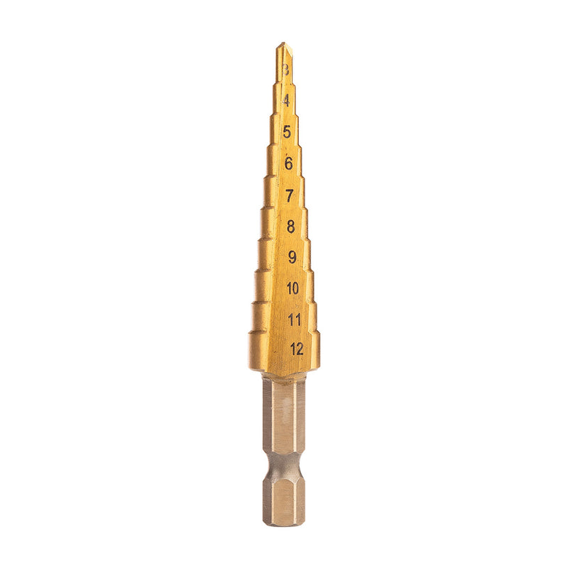 HSS TiN Step Drill Bit Set 3-20mm Hex 3pc