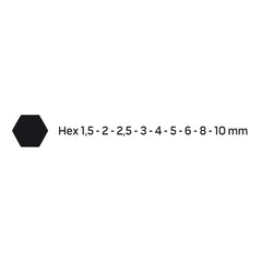 Hex keys 1.5-10mm 9 pcs set