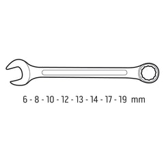 8pc Combination Spanner Set 6 8 10 12 13 14 17 19mm (CrV DIN 3113)