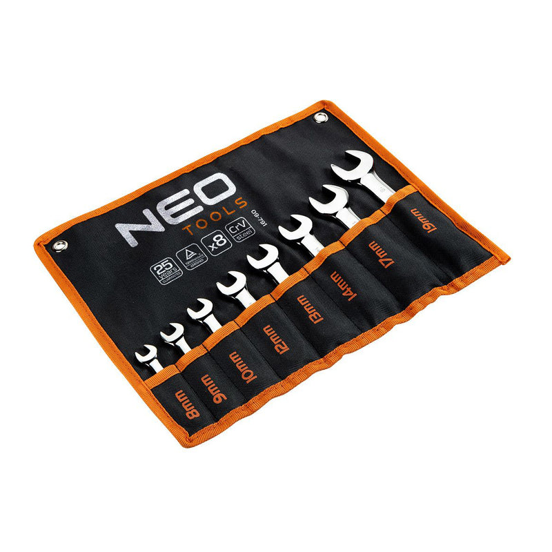 8pc Combination Spanners Set short 8-19mm