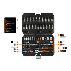 Socket Set 1/4" 46pc Set