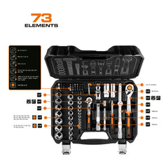 Socket Set 73 pc Set 1/2" and 1/4" Crv