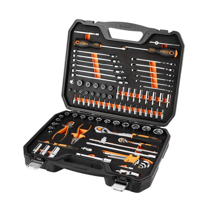 Socket wrenches, 1/4, 1/2, CrV, set 95 tools in EVA foam