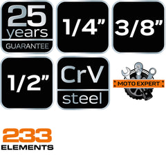 Socket Set 233pc Set 1/4" 3/8" and 1/2"