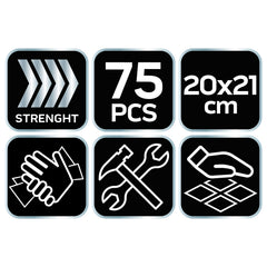 75pc Tub of Abrasive wipes for cleaning hands surfaces and tools