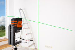 Cross line laser 20 m, green, with pouch and magnetic holder